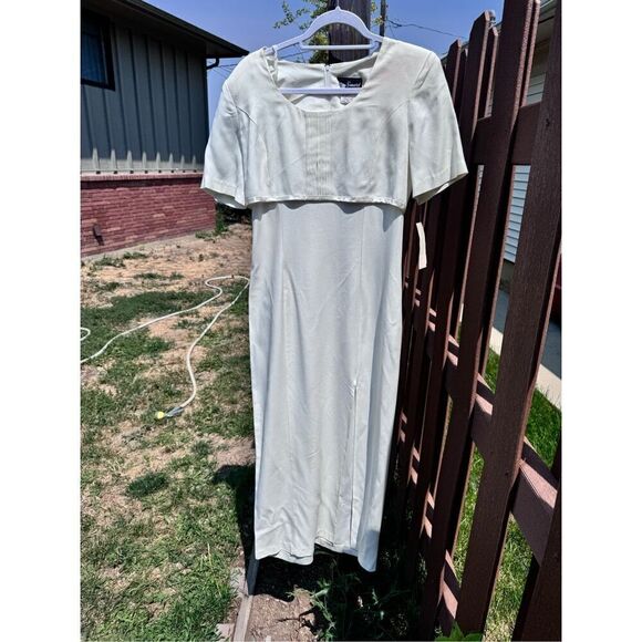 Vintage Sears dress BNWT size 7/8 Be Smart long satiny creamy - Picture 15 of 16
